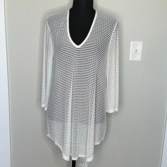 NWOT Jordan Taylor Mesh Bell Sleeve Black Cover-Up Tunic – Size M - Picture 3 of 10
